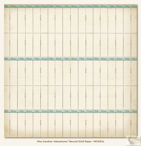My Minds Eye - Miss Caroline - Dilly Dally - Adventures Record 12 x 12 Double Sided Paper