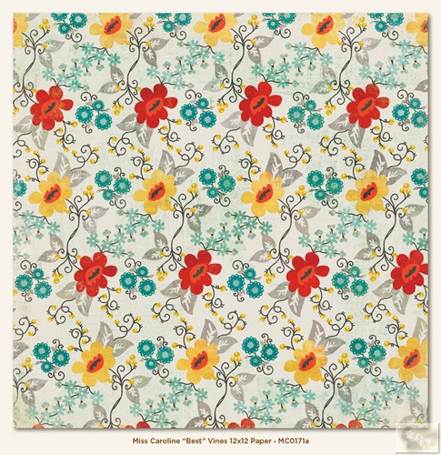 My Minds Eye - Miss Caroline - Dilly Dally - Best Vines 12 x 12 Double Sided Paper