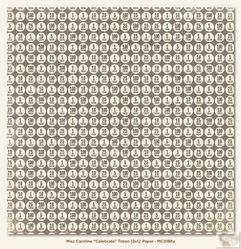 My Minds Eye - Miss Caroline - Dilly Dally - Celebrate Token 12 x 12 Double Sided Paper