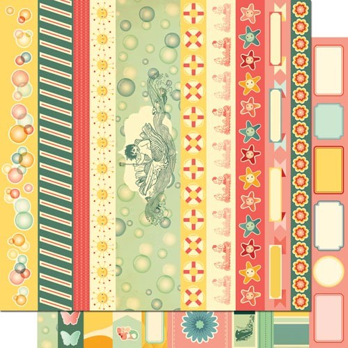 Cosmo Cricket - Salt Air - Borders 12x12 Double Sided Patterned Paper
