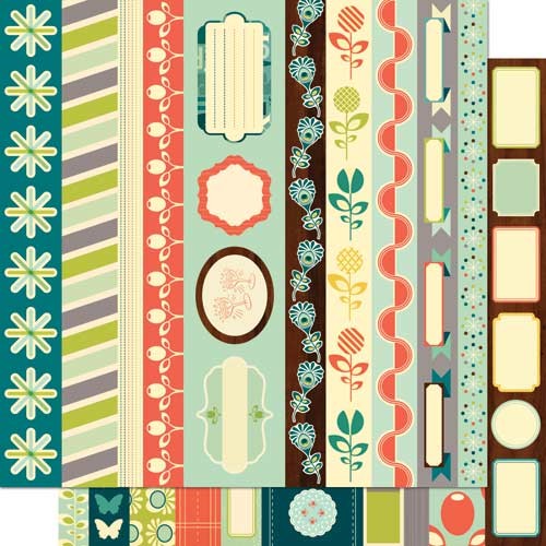 Cosmo Cricket - Social Club - Borders 12x12 Double Sided Patterned Paper