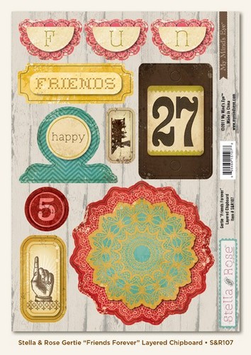 My Minds Eye - Stella and Rose - Gertie - "Friends Forever" Layered Chipboard