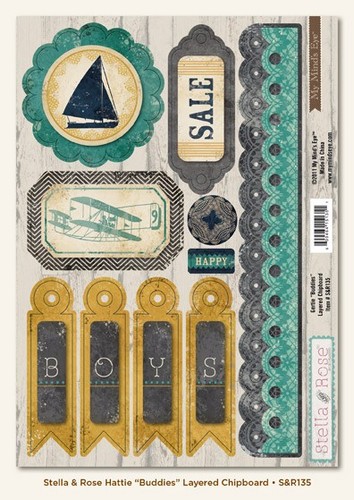 My Minds Eye - Stella and Rose - Hattie - "Buddies" Layered Chipboard