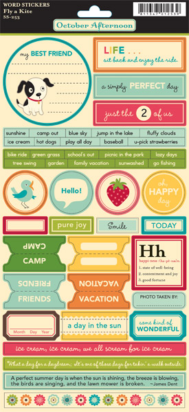 October Afternoon - Fly a Kite - Sticker Word Sheet