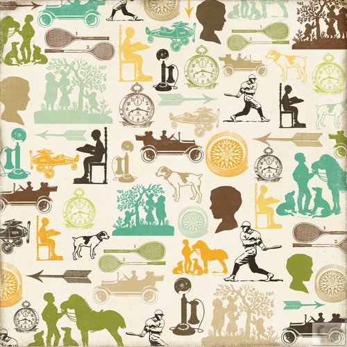 Echo Park - This and That Charming - Vintage Boy Patterned Paper