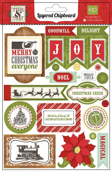 Echo Park Paper Company - This and That Christmas - This & That Christmas Layered Chipboard