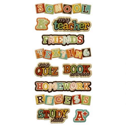 We R Memory Keepers - Hall Pass - Layered Chipboard Words